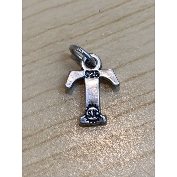 .925 Letter T Sterling Silver Jewelry Charm #alphabet #teacher - Picture 2 of 3